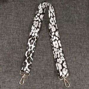 Adjustable Black and Black Leopard Print Strap with Gold Hardware